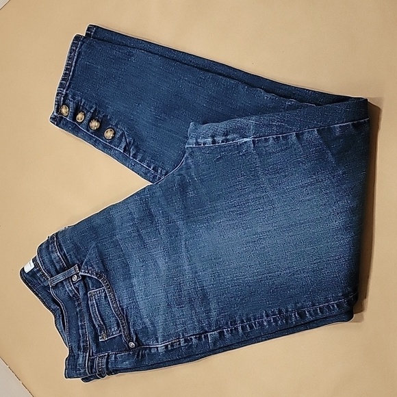 LOFT Size 31 / 12 Dark Wash Skinny Denim High Rise Ankle Snap Jeans - Picture 1 of 15